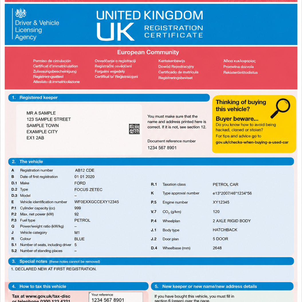 V5C document apostille: can a UK Vehicle Registration document be legalised?