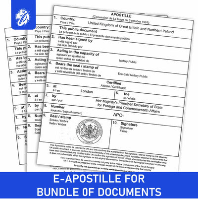 Electronic 'e-Apostille' service for Bundle of Documents + QES Solicitor Certification