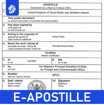 Electronic 'e-Apostille' service + QES Solictor certification